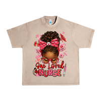 French Oak one loved nurse afro messy bun Urban Heavy Tee - texasbilliewilder