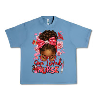 Pebble Blue one loved nurse afro messy bun Urban Heavy Tee - texasbilliewilder
