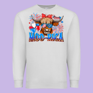 Moo Rica Premium Sweatshirt Designed By Cowhidedigitalart