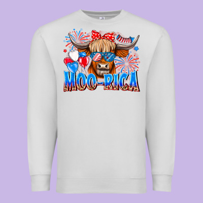 Moo Rica Premium Sweatshirt Designed By Cowhidedigitalart