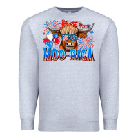 Heather Grey moo rica Premium Sweatshirt - CowhideDigitalArt