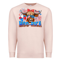 Pale Pink moo rica Premium Sweatshirt - CowhideDigitalArt