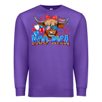 Purple moo rica Premium Sweatshirt - CowhideDigitalArt
