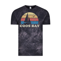 Cloud Black Coos Bay Or Vintage Sailboat 70S Throwback Sunset Vintage Tee - minhPixels