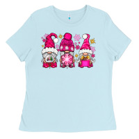 Baby Blue Pink Christmas winter gnomes Ladies Tee - NancyCooperArtShop