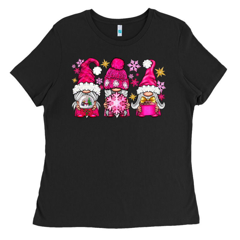 Pink Christmas Winter Gnomes Ladies Tee by NancyCooperArtShop | Teevron
