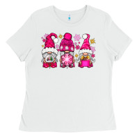 White Pink Christmas winter gnomes Ladies Tee - NancyCooperArtShop