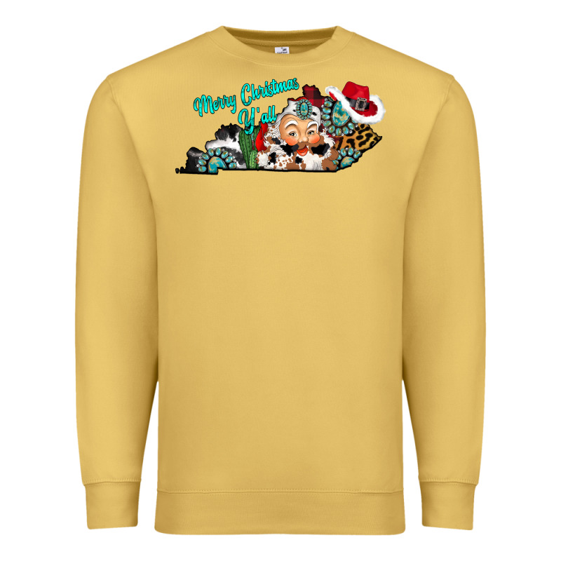 Merry Christmas Y'all Kentucky Premium Sweatshirt by CowhideDigitalArt | Teevron