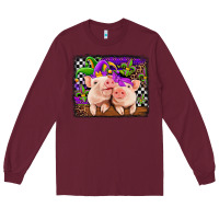 Burgundy mardi gras western leopard pigs Long Sleeve Tee - Jasminsmagicworld