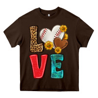 Chocolate Brown western love baseball Heavy Core Tee - NancyCooperArtShop
