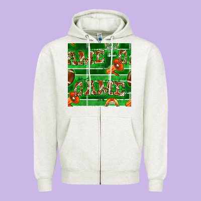 American Football Megaphone And Game Seamless Pattern Zipper Hoodie Designed By Bundleandbundleshop