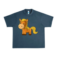 Midnight Navy cute horse Urban Heavy Tee - texasbilliewilder