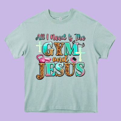 All I Need Is The Gym And Jesus Heavy Core Tee Designed By Jahusdesignshop
