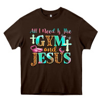 Chocolate Brown all i need is the gym and jesus Heavy Core Tee - JahusDesignShop