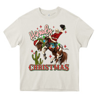 Cream howdy christmas cowboy santa Heavy Core Tee - MaliasSmallBusiness