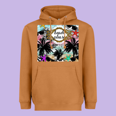 Beach Please Heavyweight Hoodie Designed By Cowhidedigitalart