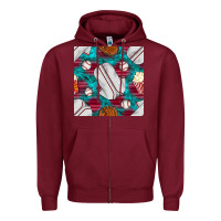 Burgundy baseball  uniform with turquoise gemstone seamless pattern Zipper Hoodie - BundleAndBundleShop