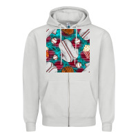 Dove Grey baseball  uniform with turquoise gemstone seamless pattern Zipper Hoodie - BundleAndBundleShop