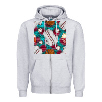 Heather Grey baseball  uniform with turquoise gemstone seamless pattern Zipper Hoodie - BundleAndBundleShop