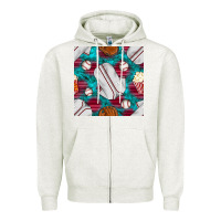 Oatmeal Heather baseball  uniform with turquoise gemstone seamless pattern Zipper Hoodie - BundleAndBundleShop