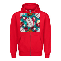 Red baseball  uniform with turquoise gemstone seamless pattern Zipper Hoodie - BundleAndBundleShop