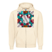 Sandshell baseball  uniform with turquoise gemstone seamless pattern Zipper Hoodie - BundleAndBundleShop