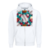 White baseball  uniform with turquoise gemstone seamless pattern Zipper Hoodie - BundleAndBundleShop