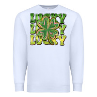 White Lucky Clover Premium Sweatshirt - CowhideDigitalArt