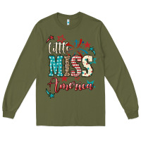 Army Green Little miss America 4th of july Long Sleeve Tee - HowdyJamesFarm