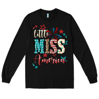 Black Little miss America 4th of july Long Sleeve Tee - HowdyJamesFarm