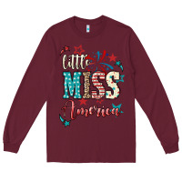 Burgundy Little miss America 4th of july Long Sleeve Tee - HowdyJamesFarm