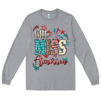 Heather Grey Little miss America 4th of july Long Sleeve Tee - HowdyJamesFarm