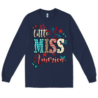 Navy Little miss America 4th of july Long Sleeve Tee - HowdyJamesFarm