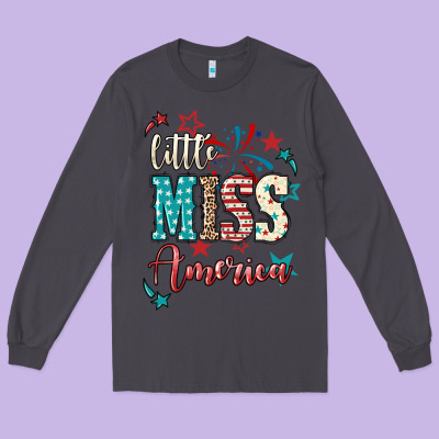 Little Miss America 4th Of July Long Sleeve Tee Designed By Howdyjamesfarm