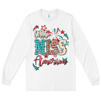White Little miss America 4th of july Long Sleeve Tee - HowdyJamesFarm