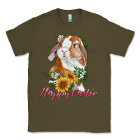 Army Green happy easter with bunny and sunflowers Classic Tee - RanaPortraitStore