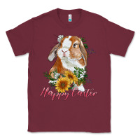 Burgundy happy easter with bunny and sunflowers Classic Tee - RanaPortraitStore