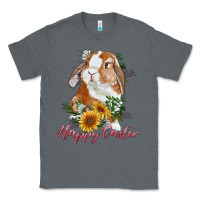 Charcoal Heather happy easter with bunny and sunflowers Classic Tee - RanaPortraitStore