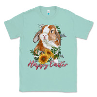 Seafoam happy easter with bunny and sunflowers Classic Tee - RanaPortraitStore