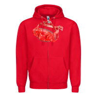 Red Chin Guard Fa Element Zipper Hoodie - FaDigitalArtStudio