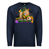 Navy spooky horse Premium Sweatshirt - CowhideDigitalArt