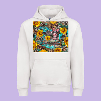 Baby Pigs With Leopard Cowhide And Sunflowers Urban Hoodie Designed By Artiststas