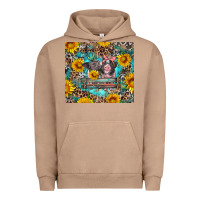 Pigment Burro baby pigs with leopard cowhide and sunflowers Urban Hoodie - Artiststas