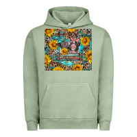 Pigment Oil Green baby pigs with leopard cowhide and sunflowers Urban Hoodie - Artiststas