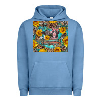 Pigment Pebble Blue baby pigs with leopard cowhide and sunflowers Urban Hoodie - Artiststas