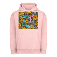 Pigment Salmon baby pigs with leopard cowhide and sunflowers Urban Hoodie - Artiststas