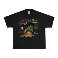 Black afro messy bun teach inspire love teacher blessed Urban Heavy Tee - NancyCooperArtShop