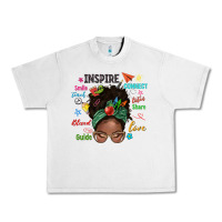 Afro Messy Bun Teach Inspire Love Teacher Blessed Urban Heavy Tee | Teevron