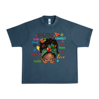 Midnight Navy afro messy bun teach inspire love teacher blessed Urban Heavy Tee - NancyCooperArtShop