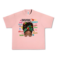 Salmon afro messy bun teach inspire love teacher blessed Urban Heavy Tee - NancyCooperArtShop